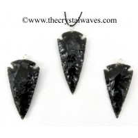 Black Obsidian 1.50" - 2" Arrowhead Pendants 